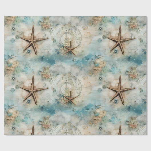 Vintage Meeresschätze Geschenkpapier (Flach)