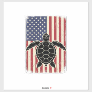 Vintage Meeresschildkröte Amerikanische Flagge Pat Aufkleber