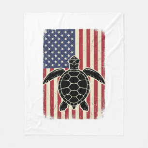 Vintage Meeresschildkröte Amerikanische Flagge Pat Fleecedecke