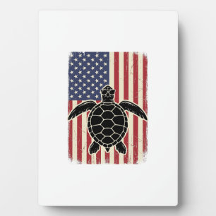 Vintage Meeresschildkröte Amerikanische Flagge Pat Fotoplatte