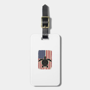 Vintage Meeresschildkröte Amerikanische Flagge Pat Gepäckanhänger