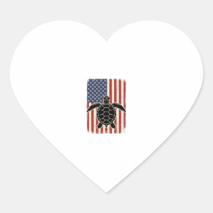 Vintage Meeresschildkröte Amerikanische Flagge Pat Herz-Aufkleber
