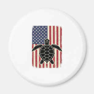 Vintage Meeresschildkröte Amerikanische Flagge Pat Magnet