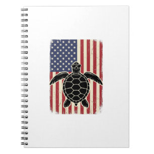 Vintage Meeresschildkröte Amerikanische Flagge Pat Notizblock