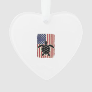 Vintage Meeresschildkröte Amerikanische Flagge Pat Ornament