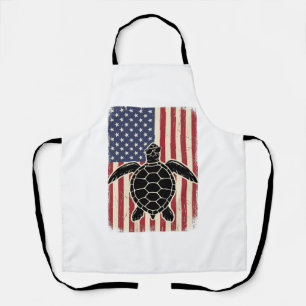Vintage Meeresschildkröte Amerikanische Flagge Pat Schürze