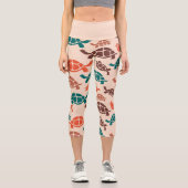 Vintage Meeresschildkröte Capri Leggings (Vorderseite)