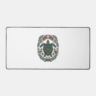 Vintage Meeresschildkröte Floral Vektor Design_1 Schreibtischunterlage