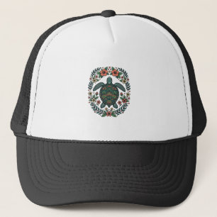 Vintage Meeresschildkröte Floral Vektor Design_1 Truckerkappe