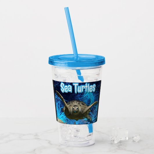 Vintage Meeresschildkröten Acryltrinkbecher (Vorderseite Ice)