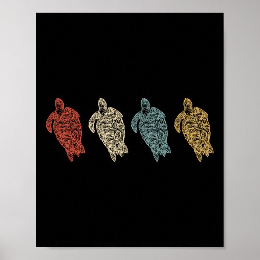 Vintage Meeresschildkröten Tierumweltgeschenk Poster (Vorne)