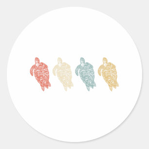 Vintage Meeresschildkröten Tierumweltgeschenk Runder Aufkleber