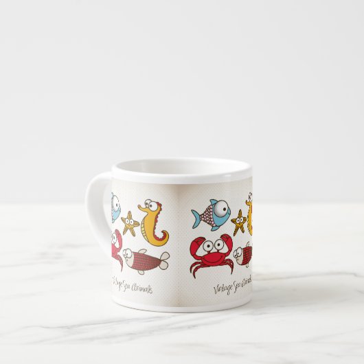 Vintage Meerestiere Espresso Tasse (Vorderseite Links)
