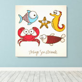 Vintage Meerestiere Leinwanddruck (Insitu (Holzboden))