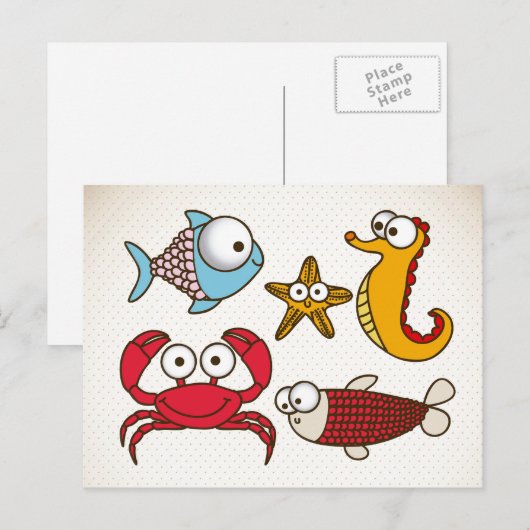 Vintage Meerestiere Postkarte (Vorne/Hinten)