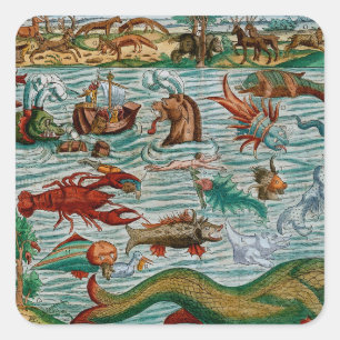 Vintage Meerestiere Quadratischer Aufkleber