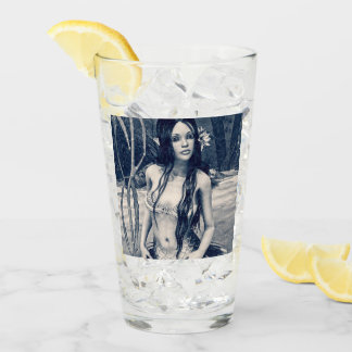 Vintage Meerjungfrau Altes Foto Fantasy-Kunst Glas