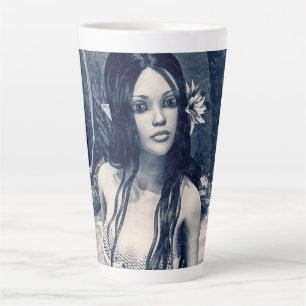 Vintage Meerjungfrau Altes Foto Fantasy-Kunst Milchtasse