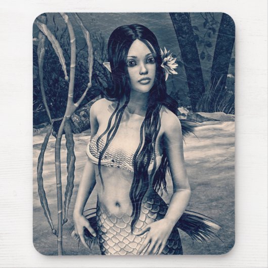 Vintage Meerjungfrau Altes Foto Fantasy-Kunst Mousepad (Vorne)