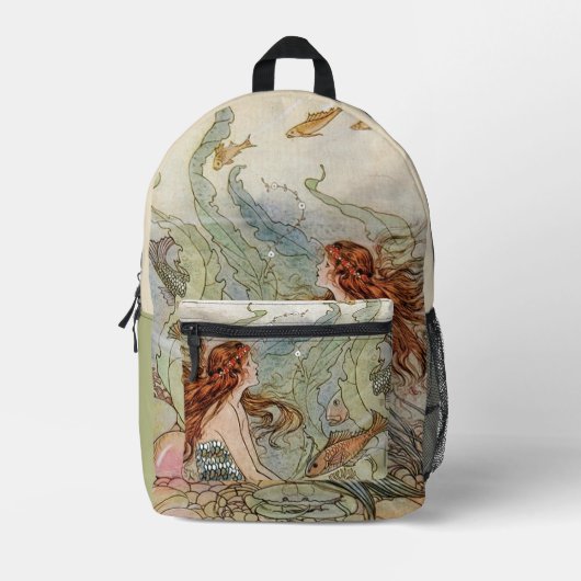 Vintage Meerjungfrau Bedruckter Rucksack (Vorderseite)