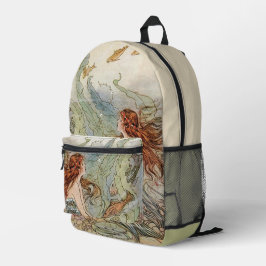 Vintage Meerjungfrau Bedruckter Rucksack