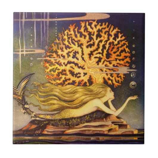 Vintage Meerjungfrau Fliese (Vorderseite)