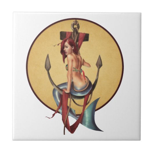 Vintage Meerjungfrau Fliese (Vorderseite)