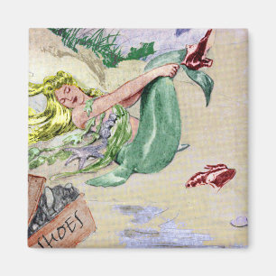 Vintage Meerjungfrau in Farbe Magnet