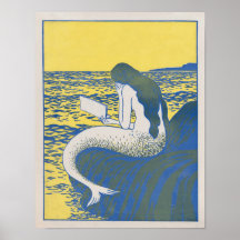 Vintage Meerjungfrau Lesen eines Buches