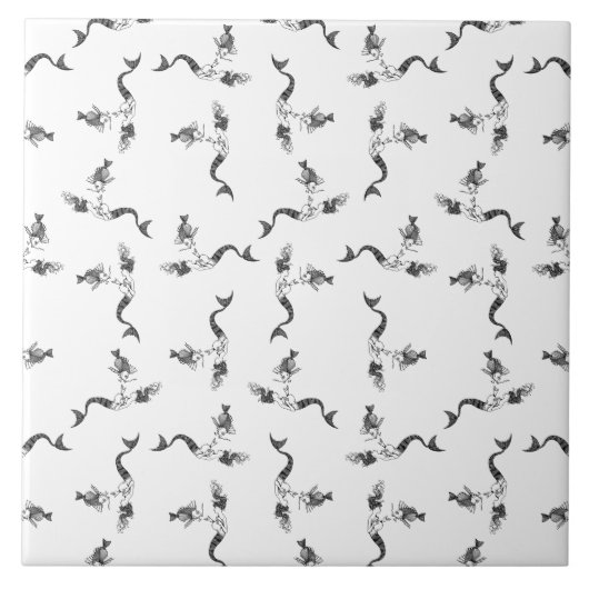 Vintage Meerjungfrau mit HINTERGRUND Fliese (Vorderseite)