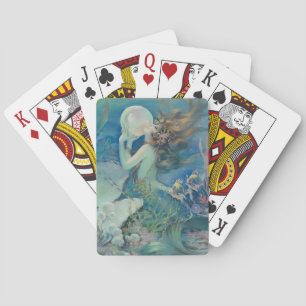 Vintage Meerjungfrau mit Perle Spielkarten
