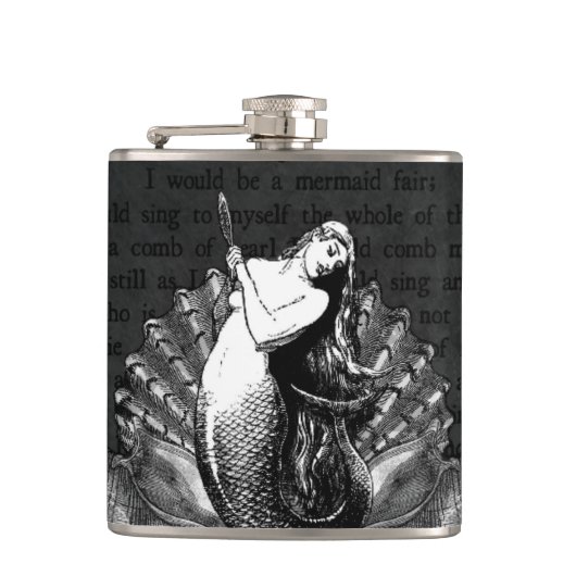 Vintage Meerjungfrau mit Seashells Flachmann (Vorderseite)