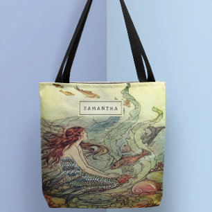Vintage Meerjungfrau Personalisiert Tasche