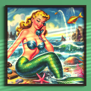 Vintage Meerjungfrau Pin Up Poster