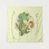 Vintage Meerjungfrau Schwimmen mit Meeresschildkrö Wandteppich (Vorderseite (Horizontal))