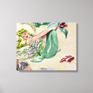 Vintage Meerjungfrau überwölbte Canvas Mauer Kunst Leinwanddruck