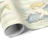 Vintage Meerjungfrau und Delphin Wasserfahrzeug od Geschenkpapier (Rolleneckpunkt)