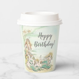 Vintage Meerjungfrau unter dem Meer Happy Birthday Pappbecher