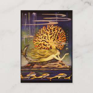 Vintage Meerjungfrau Visitenkarte