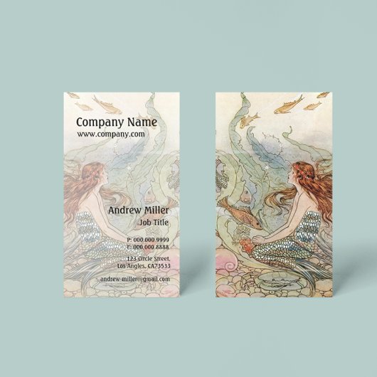 Vintage Meerjungfrau Visitenkarte
