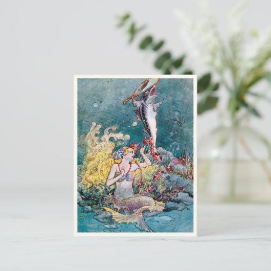 Vintage Meerjungfrau von Charles Folkard Postkarte (Stehend Vorderseite)