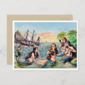 Vintage Meerjungfrauen Postkarte (Vorne/Hinten)