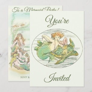 Vintage Meerjungfrauen Unter dem Meer Party-Einlad Einladung