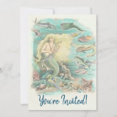 Vintage Meerjungfrauen unter dem Party Einladung (Vorderseite)