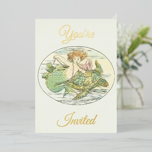 Vintage Meerjungfrauen unter dem Party Folieneinladung (Stehend vorne)
