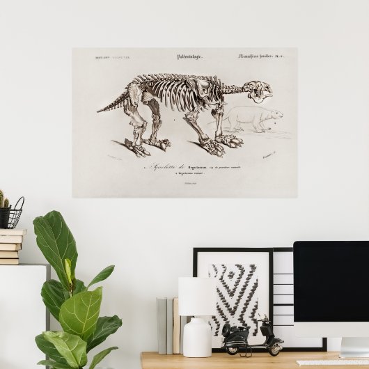 Vintage Megatherium-Illustration Poster (Heimbüro)