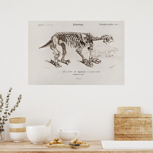 Vintage Megatherium-Illustration Poster (Küche)