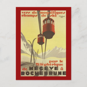 Vintage Mégève, Rhône-Alpes, Frankreich - Postkarte