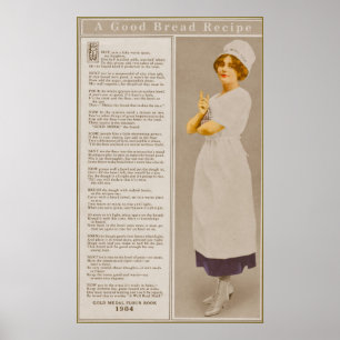 Vintage Mehl-Anzeige mit Brot-Rezept-Plakat Poster