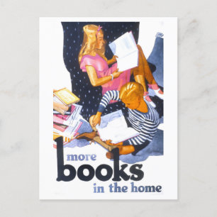 Vintage-"Mehr Bücher im Haus"-Poster Postkarte